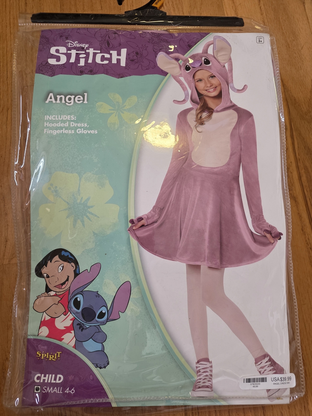 Disney Stitch 'Angel' Girls Hooded Pink Costume Dress Size Small 4-6